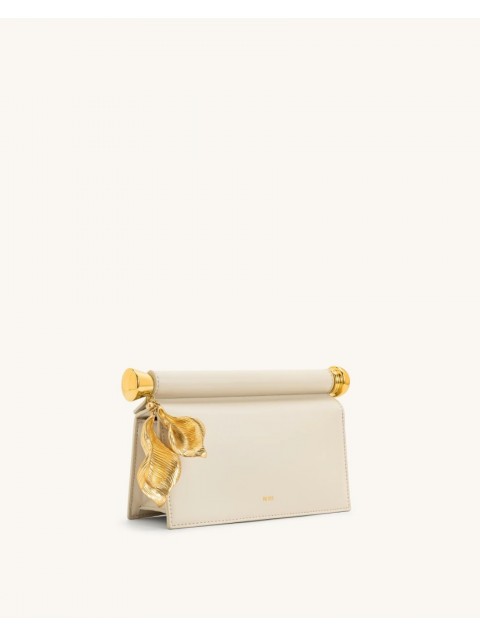 JW PEI Holly Metal Pendant Embellished Clutch - White Λευκή Τσάντα Χειρός με Μεταλλικά Στοιχεία