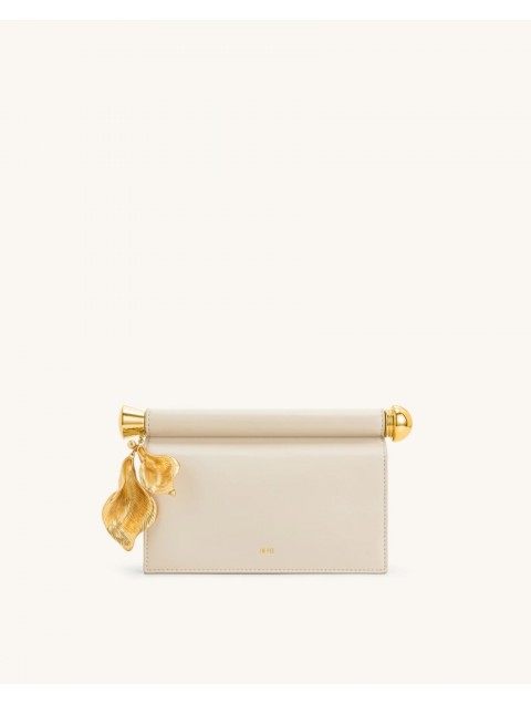 JW PEI Holly Metal Pendant Embellished Clutch - White Λευκή Τσάντα Χειρός με Μεταλλικά Στοιχεία