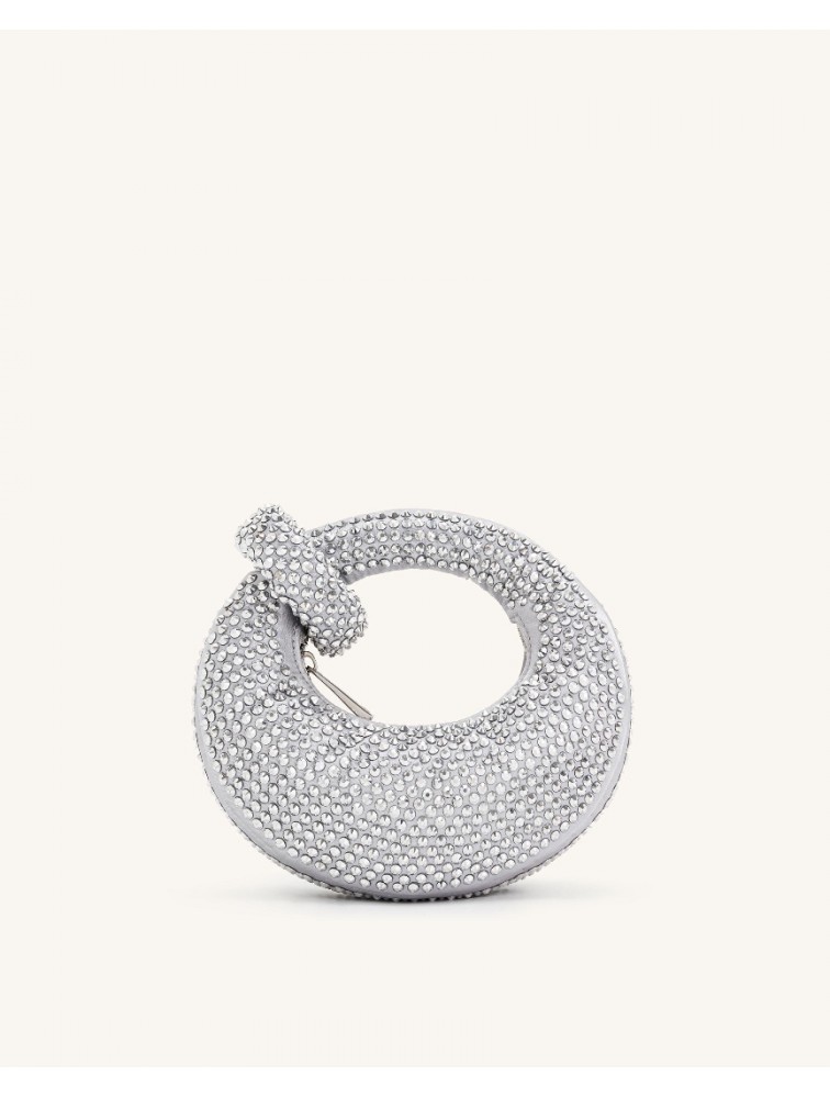 JW PEI Abacus Artificial Crystal Mini Top Handle Bag - Silver Ασημί Τσάντα Χειρός με Κρύσταλλα