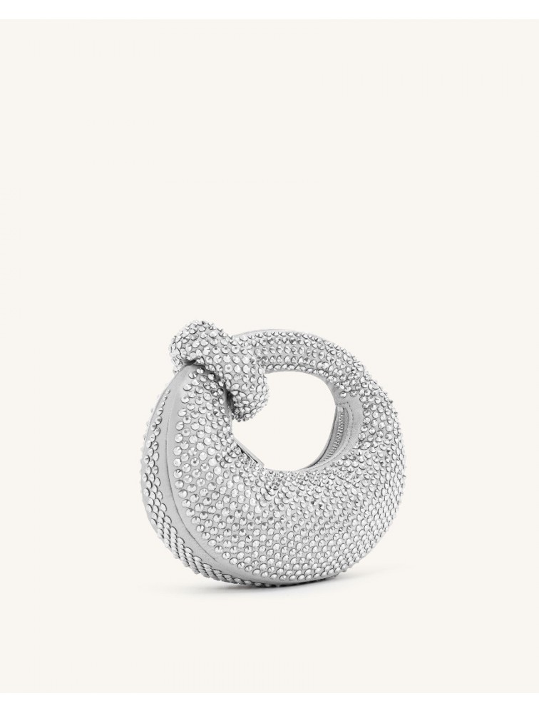 JW PEI Abacus Artificial Crystal Mini Top Handle Bag - Silver Ασημί Τσάντα Χειρός με Κρύσταλλα