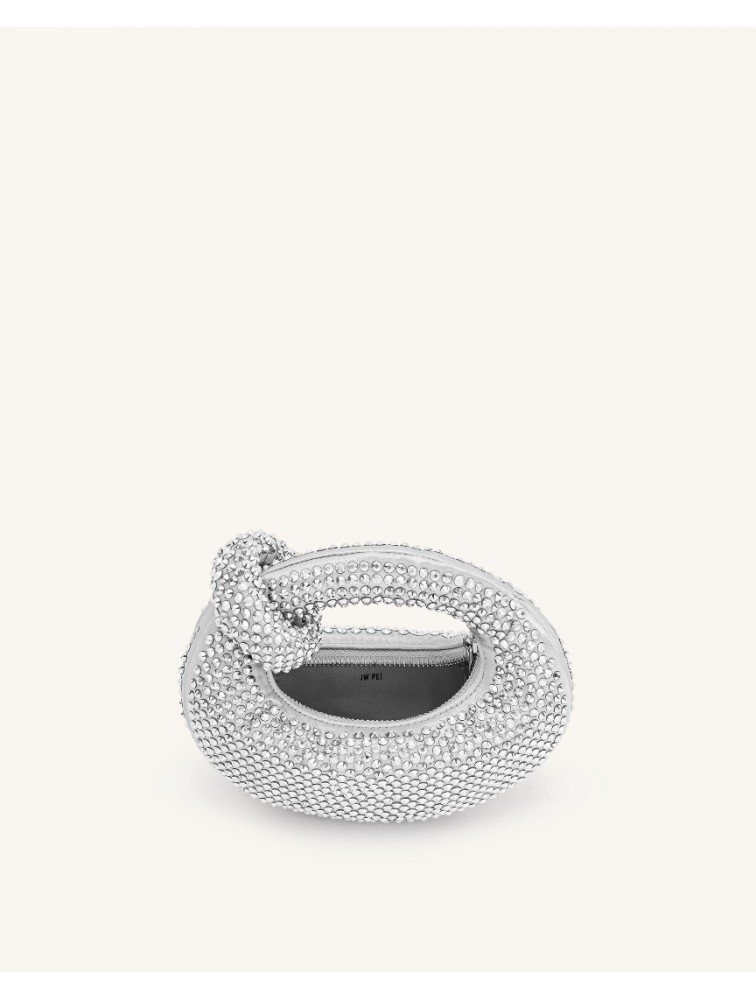 JW PEI Abacus Artificial Crystal Mini Top Handle Bag - Silver Ασημί Τσάντα Χειρός με Κρύσταλλα