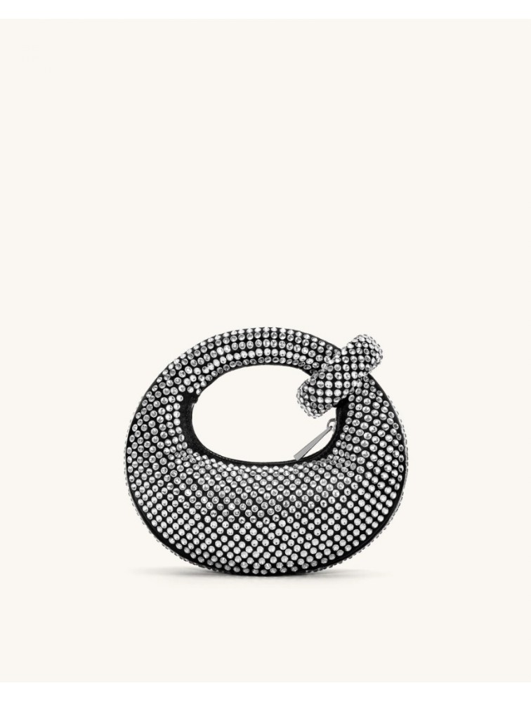 JW PEI Abacus Artificial Crystal Mini Top Handle Bag - Black Μαύρη Τσάντα Χειρός με Κρύσταλλα
