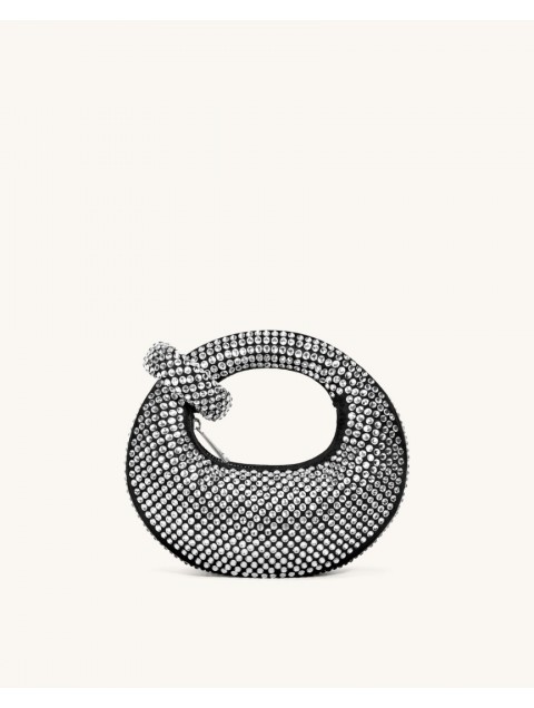 JW PEI Abacus Artificial Crystal Mini Top Handle Bag - Black Μαύρη Τσάντα Χειρός με Κρύσταλλα