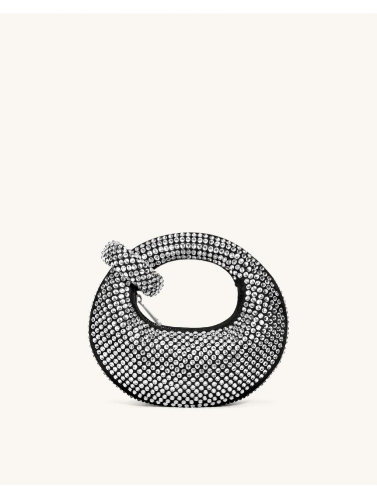 JW PEI Abacus Artificial Crystal Mini Top Handle Bag - Black Μαύρη Τσάντα Χειρός με Κρύσταλλα