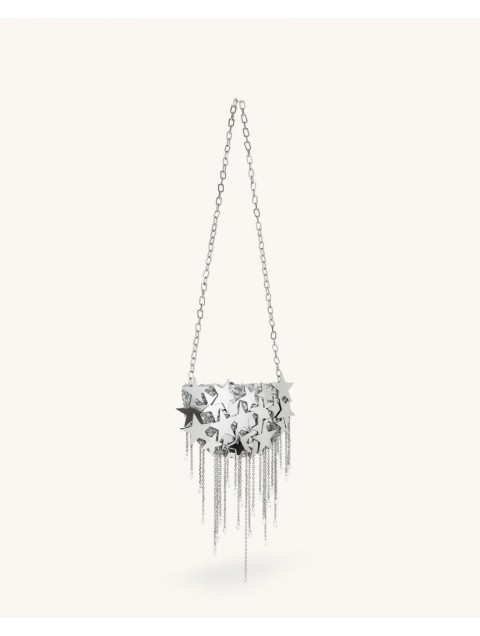 JW PEI Anika Star-Embellished Chain Bag - Silver Ασημί Τσάντα με Μεταλλικά Στοιχεία