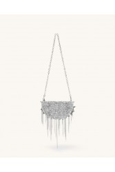 JW PEI Anika Star-Embellished Chain Bag - Silver Ασημί Τσάντα με Μεταλλικά Στοιχεία