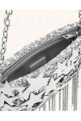 JW PEI Anika Star-Embellished Chain Bag - Silver Ασημί Τσάντα με Μεταλλικά Στοιχεία