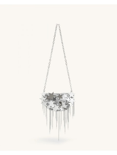 JW PEI Anika Star-Embellished Chain Bag - Silver Ασημί Τσάντα με Μεταλλικά Στοιχεία