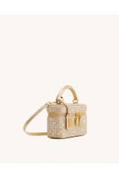 JW PEI Cleo Artificial Crystal Box Shape Top Handle Bag - Champagne Χρυσή Τσάντα Χειρός με Κρύσταλλα