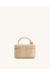 JW PEI Cleo Artificial Crystal Box Shape Top Handle Bag - Champagne Χρυσή Τσάντα Χειρός με Κρύσταλλα