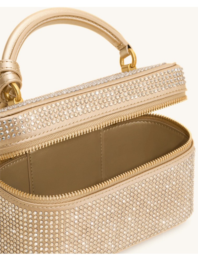 JW PEI Cleo Artificial Crystal Box Shape Top Handle Bag - Champagne Χρυσή Τσάντα Χειρός με Κρύσταλλα