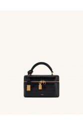 JW PEI Cleo Box Shape Top Handle Bag - Black Croc Μαύρη Κροκό Τσάντα Χειρός