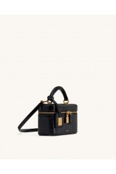 JW PEI Cleo Box Shape Top Handle Bag - Black Croc Μαύρη Κροκό Τσάντα Χειρός