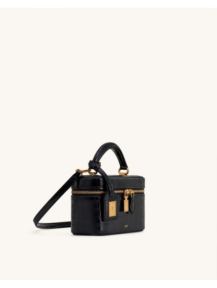 JW PEI Cleo Box Shape Top Handle Bag - Black Croc Μαύρη Κροκό Τσάντα Χειρός