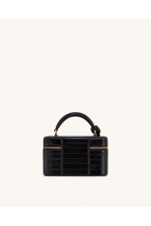 JW PEI Cleo Box Shape Top Handle Bag - Black Croc Μαύρη Κροκό Τσάντα Χειρός