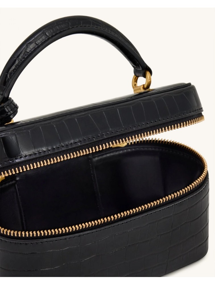JW PEI Cleo Box Shape Top Handle Bag - Black Croc Μαύρη Κροκό Τσάντα Χειρός