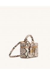 JW PEI Cleo Snake-Embossed Box Shape Top Handle Bag - Beige Μπεζ Snake Τσάντα Χειρός