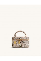 JW PEI Cleo Snake-Embossed Box Shape Top Handle Bag - Beige Μπεζ Snake Τσάντα Χειρός