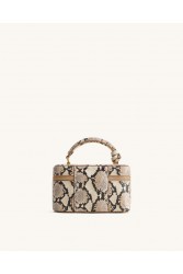 JW PEI Cleo Snake-Embossed Box Shape Top Handle Bag - Beige Μπεζ Snake Τσάντα Χειρός