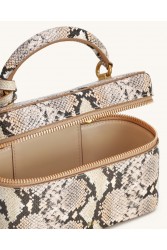 JW PEI Cleo Snake-Embossed Box Shape Top Handle Bag - Beige Μπεζ Snake Τσάντα Χειρός