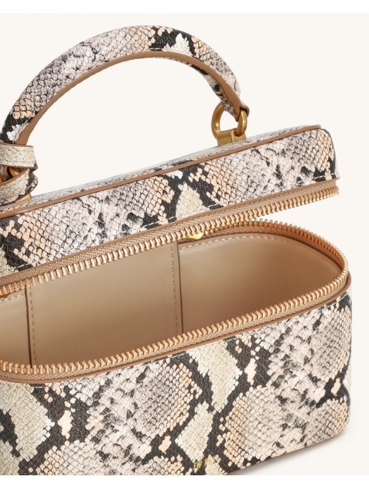 JW PEI Cleo Snake-Embossed Box Shape Top Handle Bag - Beige Μπεζ Snake Τσάντα Χειρός
