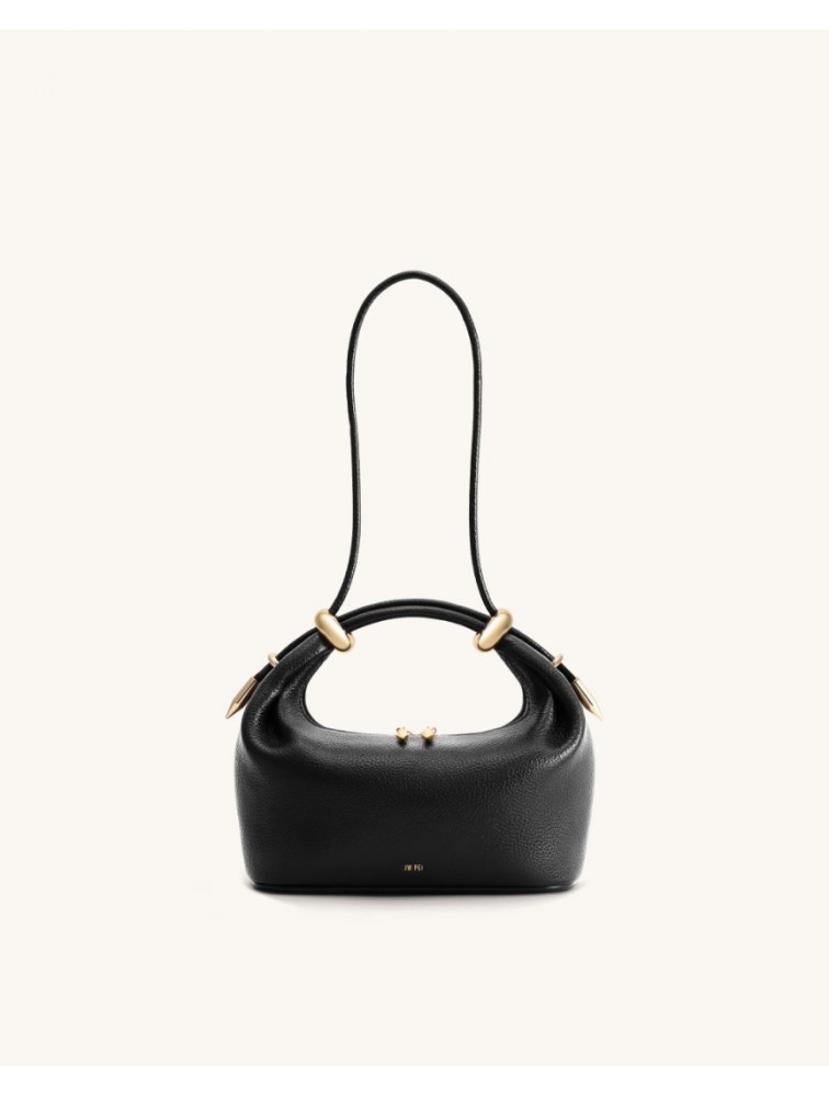 JW PEI Ellie Metal Ring Embellished Top Handle Bag - Black Μαύρη Τσάντα Χειρός