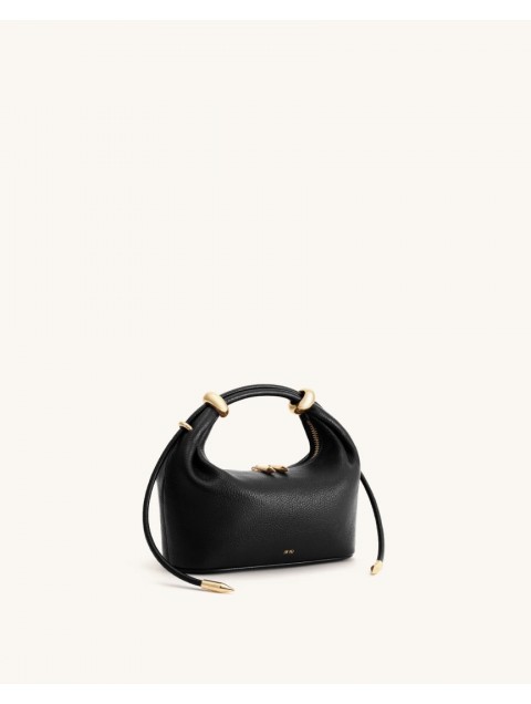 JW PEI Ellie Metal Ring Embellished Top Handle Bag - Black Μαύρη Τσάντα Χειρός