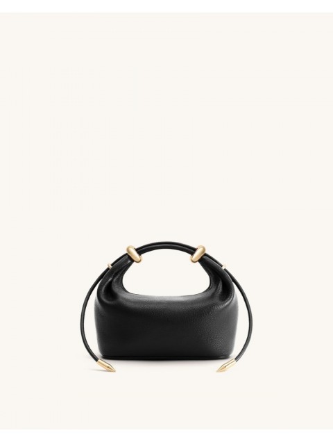 JW PEI Ellie Metal Ring Embellished Top Handle Bag - Black Μαύρη Τσάντα Χειρός
