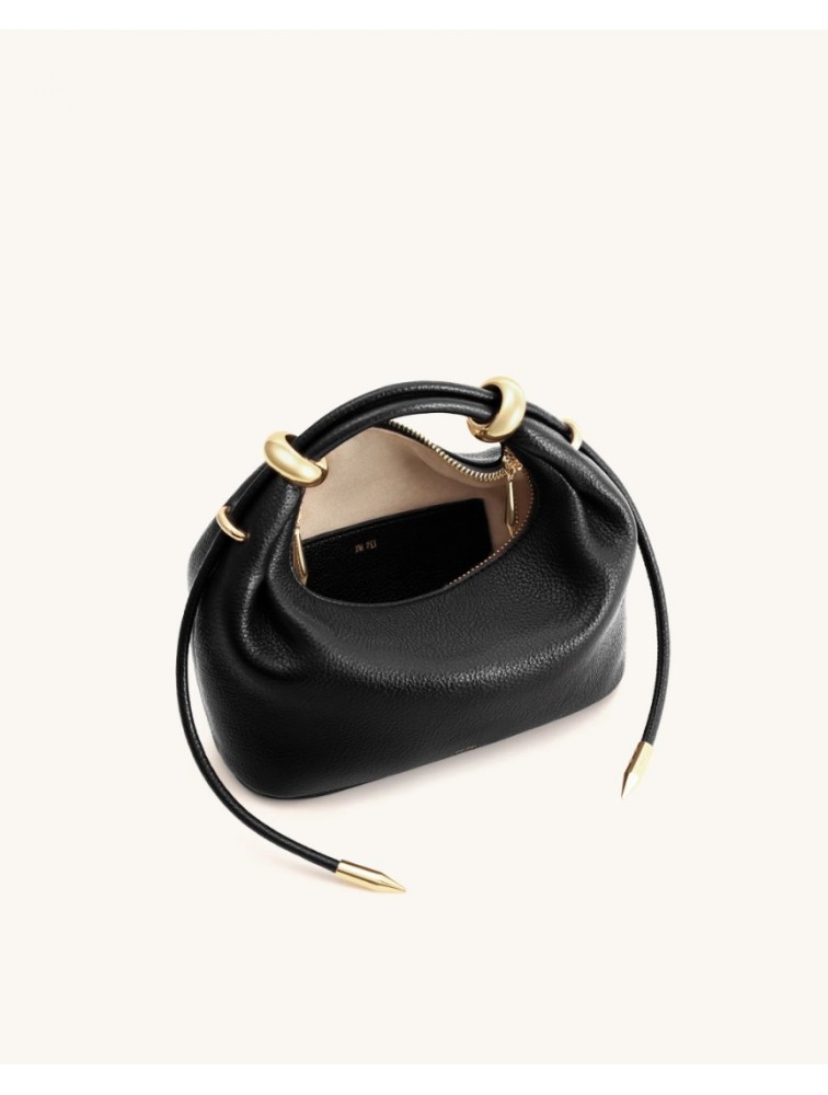 JW PEI Ellie Metal Ring Embellished Top Handle Bag - Black Μαύρη Τσάντα Χειρός