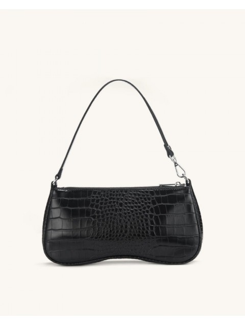 JW PEI Eva Shoulder Handbag - Black Croc Μαύρη Κροκό Τσάντα Χειρός