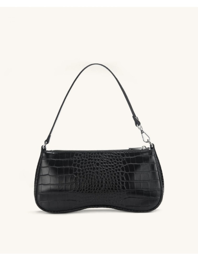 JW PEI Eva Shoulder Handbag - Black Croc Μαύρη Κροκό Τσάντα Χειρός
