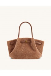 JW PEI Hana Medium Faux Fur Tote Bag - Coffee Brown Καφέ Γούνινη Τσάντα