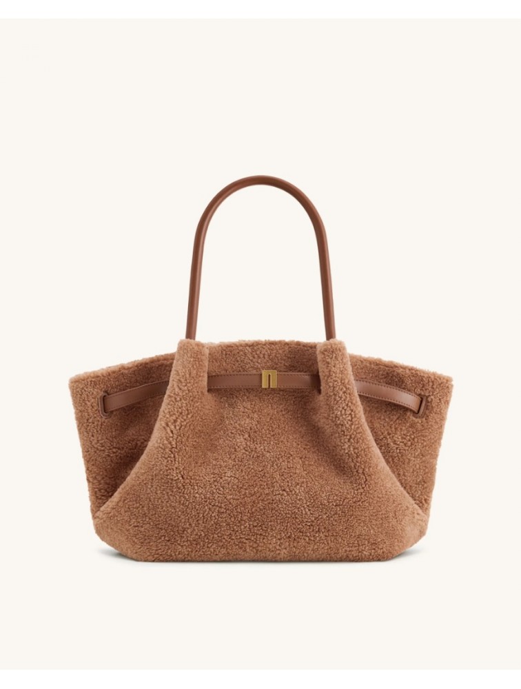 JW PEI Hana Medium Faux Fur Tote Bag - Coffee Brown Καφέ Γούνινη Τσάντα