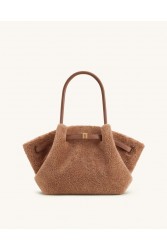 JW PEI Hana Medium Faux Fur Tote Bag - Coffee Brown Καφέ Γούνινη Τσάντα