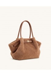 JW PEI Hana Medium Faux Fur Tote Bag - Coffee Brown Καφέ Γούνινη Τσάντα