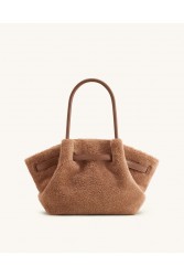 JW PEI Hana Medium Faux Fur Tote Bag - Coffee Brown Καφέ Γούνινη Τσάντα
