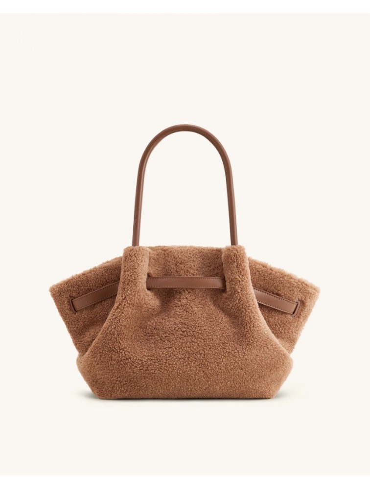 JW PEI Hana Medium Faux Fur Tote Bag - Coffee Brown Καφέ Γούνινη Τσάντα