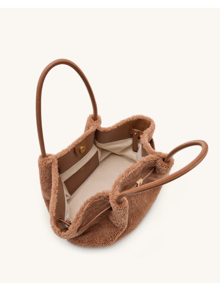 JW PEI Hana Medium Faux Fur Tote Bag - Coffee Brown Καφέ Γούνινη Τσάντα