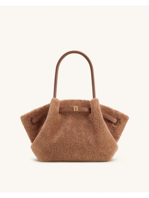 JW PEI Hana Medium Faux Fur Tote Bag - Coffee Brown Καφέ Γούνινη Τσάντα