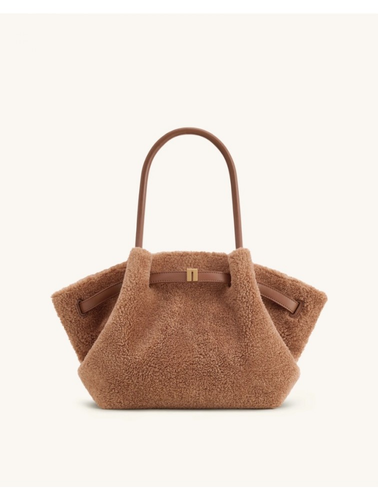 JW PEI Hana Medium Faux Fur Tote Bag - Coffee Brown Καφέ Γούνινη Τσάντα