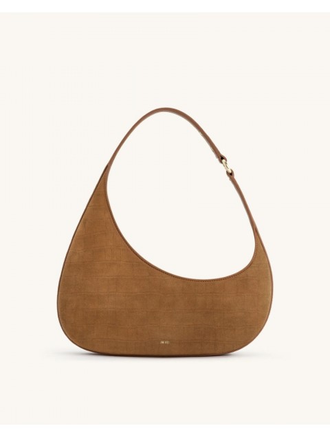 JW PEI Harlee Faux Suede Embossed Shoulder Bag - Brown Καφέ Σουέντ Τσάντα Ώμου