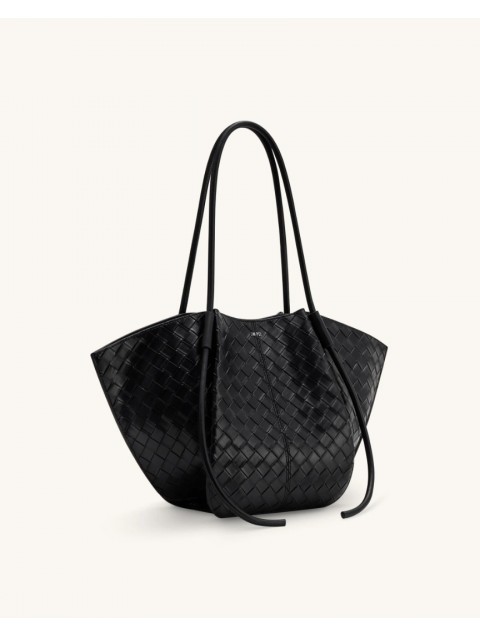 JW PEI Nala Wide Weave Texture Tote Bag - Black Μαύρη Tote Τσάντα