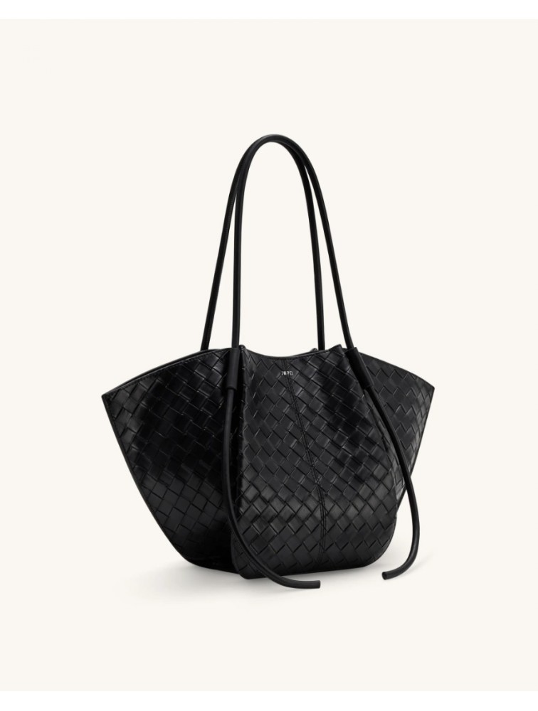 JW PEI Nala Wide Weave Texture Tote Bag - Black Μαύρη Tote Τσάντα