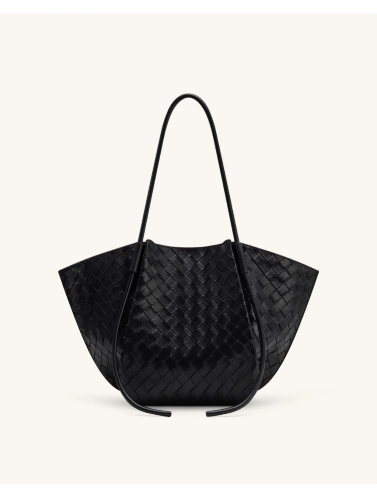 JW PEI Nala Wide Weave Texture Tote Bag - Black Μαύρη Tote Τσάντα