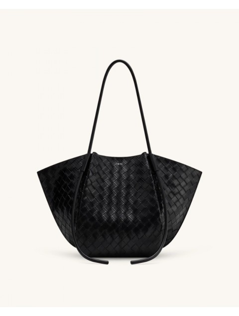 JW PEI Nala Wide Weave Texture Tote Bag - Black Μαύρη Tote Τσάντα
