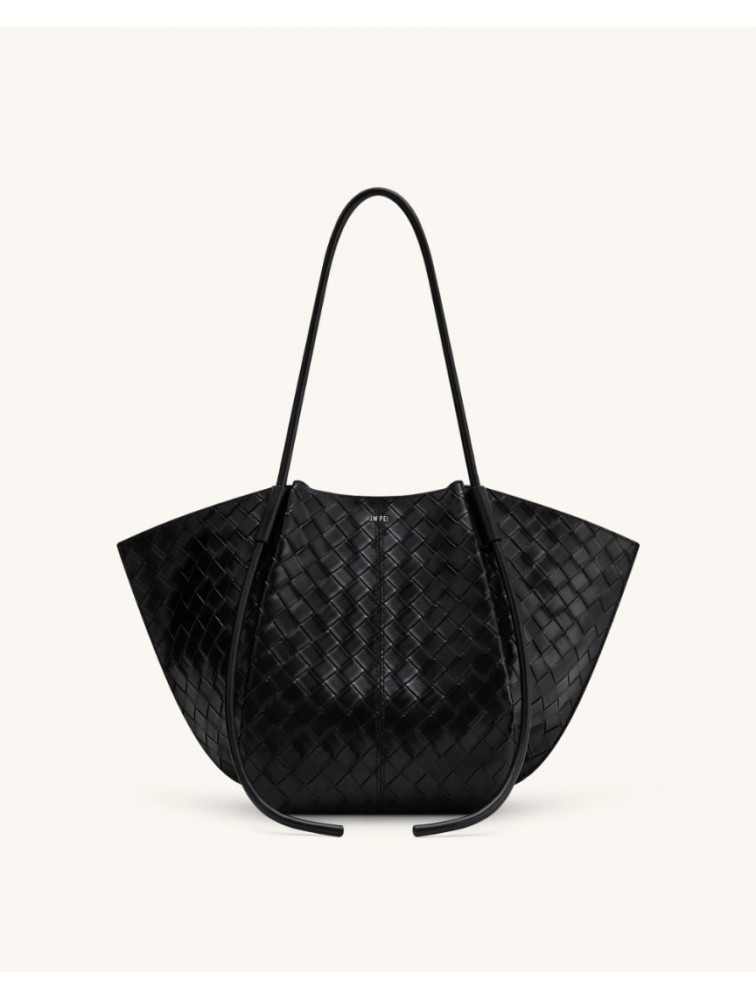 JW PEI Nala Wide Weave Texture Tote Bag - Black Μαύρη Tote Τσάντα