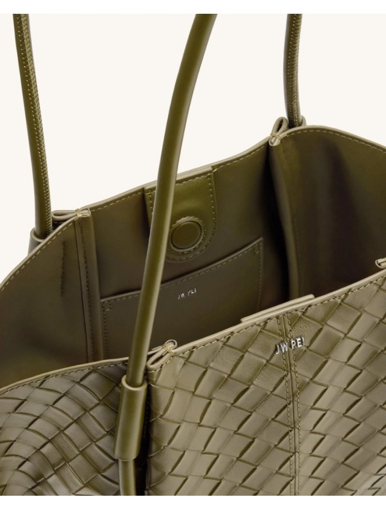 JW PEI Nala Wide Weave Texture Tote Bag - Olive Green Λαδί Tote Τσάντα