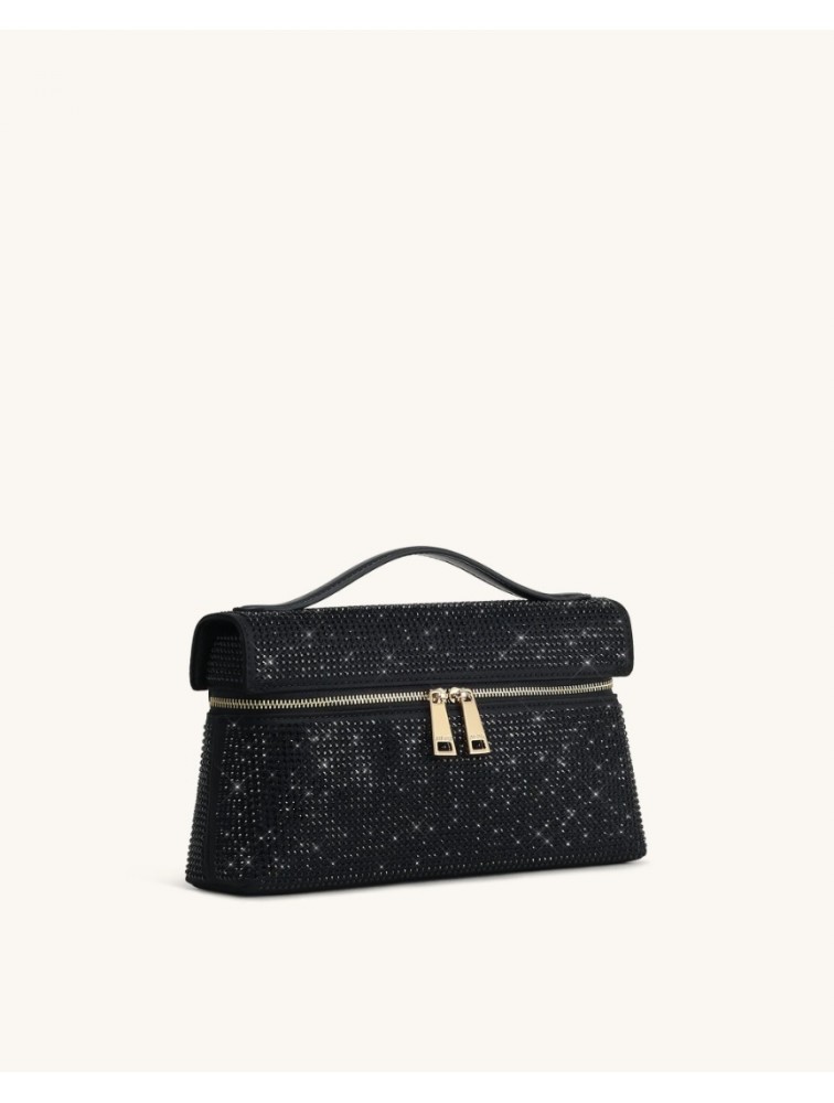 JW PEI Thea Artificial Crystal Top Handle Bag - Black Μαύρη Τσάντα Χειρός με Κρύσταλλα