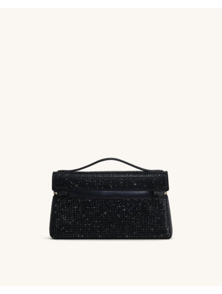 JW PEI Thea Artificial Crystal Top Handle Bag - Black Μαύρη Τσάντα Χειρός με Κρύσταλλα