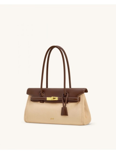 JW PEI Yara Faux Suede Shoulder Bag - Dark Brown Σκούρο Καφέ Τσάντα Ώμου